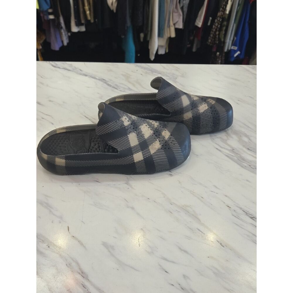 Burberry Black and Cream Plaid Slip-On Loafers